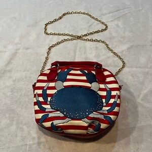 Stylish Red and Blue Crab Crossbody Bag
